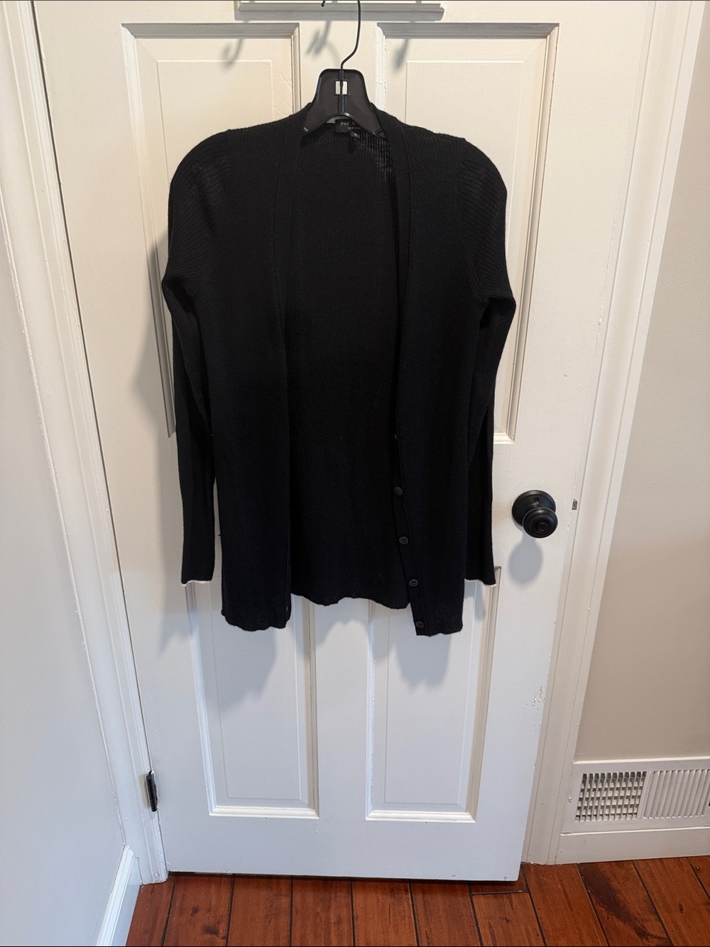 rag & bone Black Open-Front Ribbed Knit Cardigan